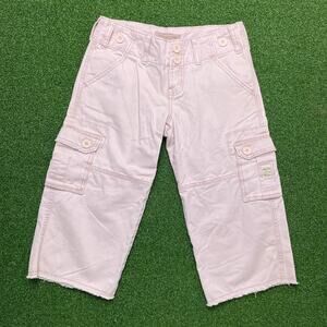 Vintage Y2K 2000s Squeeze Jeans Low Rise Khaki Cargo Capris Sz 1/2